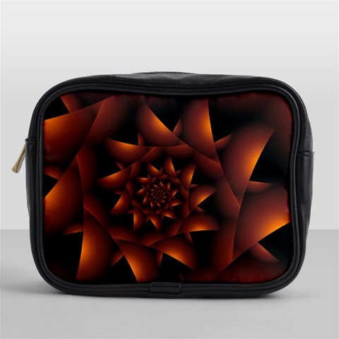 Burnt Orange Dark Spiral Fractal  Mini Toiletries Bag (One Side) from ArtsNow.com Front