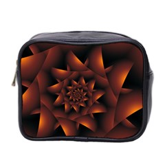 Burnt Orange Dark Spiral Fractal  Mini Toiletries Bag (Two Sides) from ArtsNow.com Front