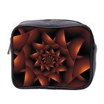 Burnt Orange Dark Spiral Fractal  Mini Toiletries Bag (Two Sides)