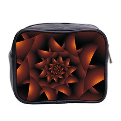 Burnt Orange Dark Spiral Fractal  Mini Toiletries Bag (Two Sides) from ArtsNow.com Back