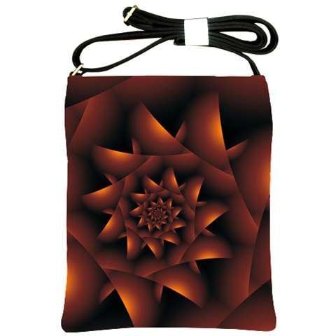 Burnt Orange Dark Spiral Fractal  Shoulder Sling Bag from ArtsNow.com Front