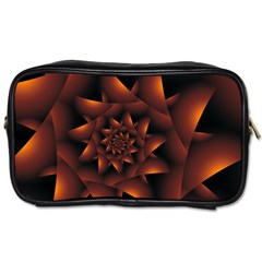 Burnt Orange Dark Spiral Fractal  Toiletries Bag (Two Sides) from ArtsNow.com Front