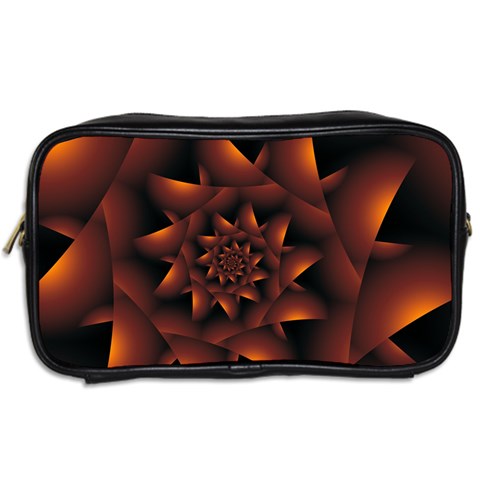 Burnt Orange Dark Spiral Fractal  Toiletries Bag (Two Sides) from ArtsNow.com Back