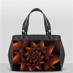 Burnt Orange Dark Spiral Fractal  Oversize Office Handbag (2 Sides)