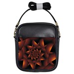 Burnt Orange Dark Spiral Fractal  Girls Sling Bag