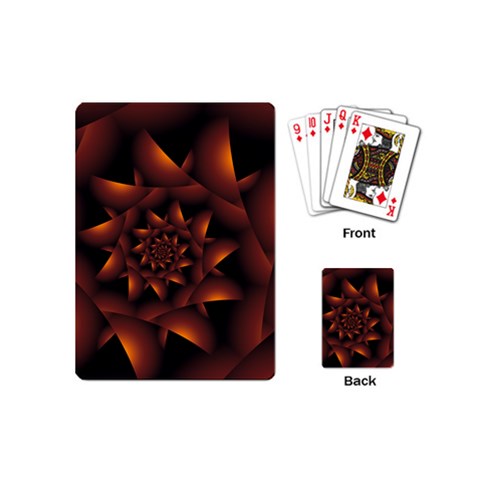 Burnt Orange Dark Spiral Fractal  Playing Cards (Mini) from ArtsNow.com Back