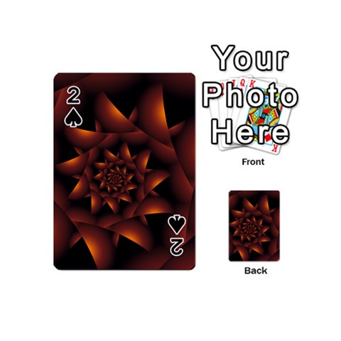 Burnt Orange Dark Spiral Fractal  Playing Cards 54 (Mini) from ArtsNow.com Front - Spade2