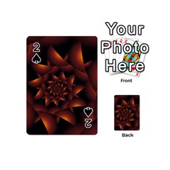 Burnt Orange Dark Spiral Fractal  Playing Cards 54 (Mini) from ArtsNow.com Front - Spade2