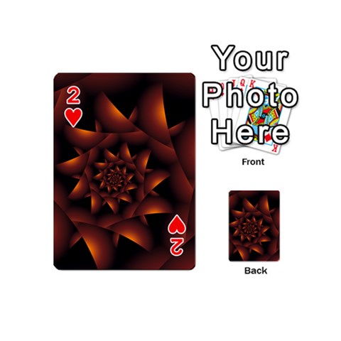 Burnt Orange Dark Spiral Fractal  Playing Cards 54 (Mini) from ArtsNow.com Front - Heart2