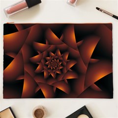 Burnt Orange Dark Spiral Fractal  Cosmetic Bag (XXL) from ArtsNow.com Front