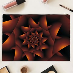 Burnt Orange Dark Spiral Fractal  Cosmetic Bag (XXL) from ArtsNow.com Back