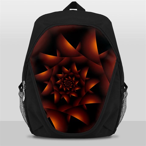 Burnt Orange Dark Spiral Fractal  Backpack Bag from ArtsNow.com Front