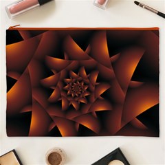 Burnt Orange Dark Spiral Fractal  Cosmetic Bag (XXXL) from ArtsNow.com Front