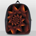 Burnt Orange Dark Spiral Fractal  School Bag (XL)