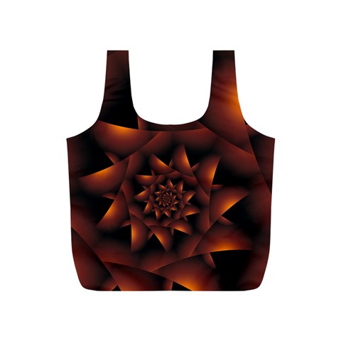 Burnt Orange Dark Spiral Fractal  Full Print Recycle Bag (S) from ArtsNow.com Back