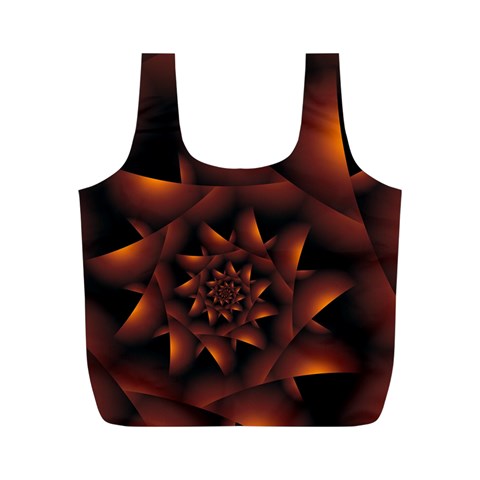 Burnt Orange Dark Spiral Fractal  Full Print Recycle Bag (M) from ArtsNow.com Front