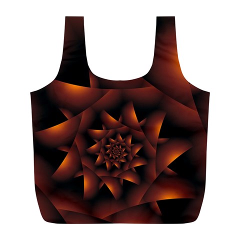 Burnt Orange Dark Spiral Fractal  Full Print Recycle Bag (L) from ArtsNow.com Front