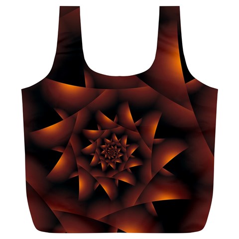 Burnt Orange Dark Spiral Fractal  Full Print Recycle Bag (XL) from ArtsNow.com Front