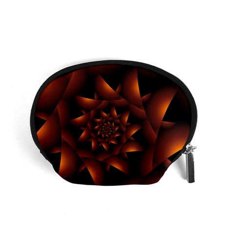 Burnt Orange Dark Spiral Fractal  Accessory Pouch (Small) from ArtsNow.com Front