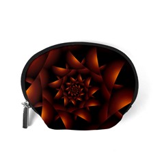 Burnt Orange Dark Spiral Fractal  Accessory Pouch (Small) from ArtsNow.com Back