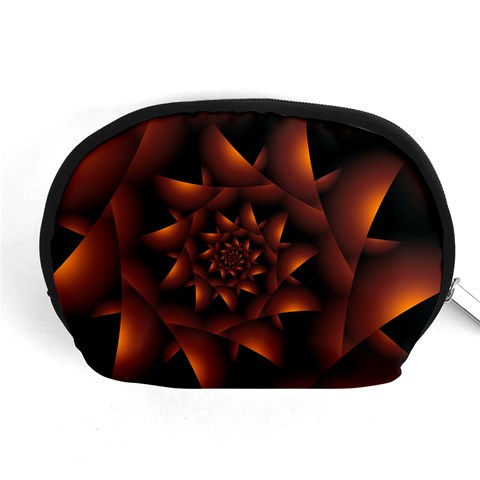 Burnt Orange Dark Spiral Fractal  Accessory Pouch (Medium) from ArtsNow.com Front