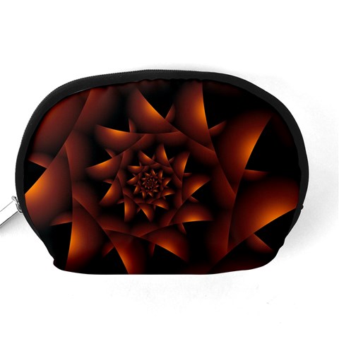 Burnt Orange Dark Spiral Fractal  Accessory Pouch (Medium) from ArtsNow.com Back