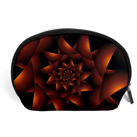 Burnt Orange Dark Spiral Fractal  Accessory Pouch (Large) from ArtsNow.com Front