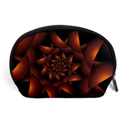 Burnt Orange Dark Spiral Fractal  Accessory Pouch (Large) from ArtsNow.com Front