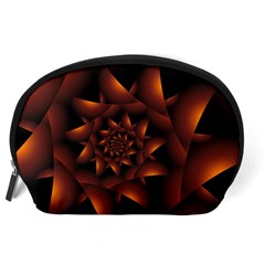 Burnt Orange Dark Spiral Fractal  Accessory Pouch (Large) from ArtsNow.com Back