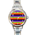 Rainbow Chevron Round Italian Charm Watch