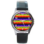 Rainbow Chevron Round Metal Watch