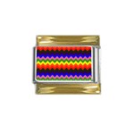 Rainbow Chevron Gold Trim Italian Charm (9mm)