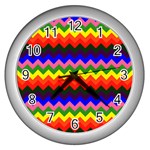 Rainbow Chevron Wall Clock (Silver)