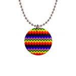 Rainbow Chevron 1  Button Necklace