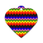 Rainbow Chevron Dog Tag Heart (One Side)