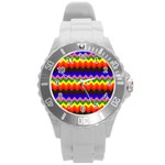 Rainbow Chevron Round Plastic Sport Watch (L)