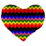 Rainbow Chevron Large 19  Premium Heart Shape Cushion