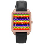 Rainbow Chevron Rose Gold Leather Watch 