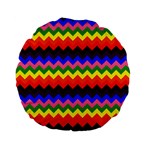 Rainbow Chevron Standard 15  Premium Flano Round Cushion 