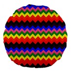 Rainbow Chevron Large 18  Premium Flano Round Cushion 