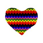 Rainbow Chevron Standard 16  Premium Flano Heart Shape Cushion 