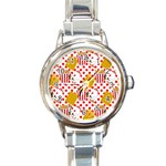 Chicken and Waffles Round Italian Charm Watch