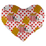 Chicken and Waffles Large 19  Premium Heart Shape Cushion