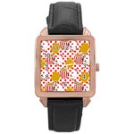 Chicken and Waffles Rose Gold Leather Watch 