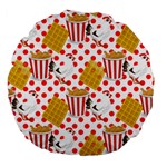 Chicken and Waffles Large 18  Premium Flano Round Cushion 