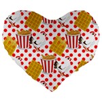 Chicken and Waffles Large 19  Premium Flano Heart Shape Cushion