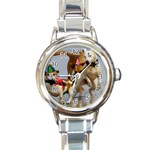 Birthday Dogs Round Italian Charm Watch