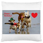 Birthday Dogs Large Flano Cushion Case (One Side)