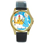 Elsa Frozen Round Gold Metal Watch