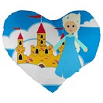 Elsa Frozen Large 19  Premium Heart Shape Cushion